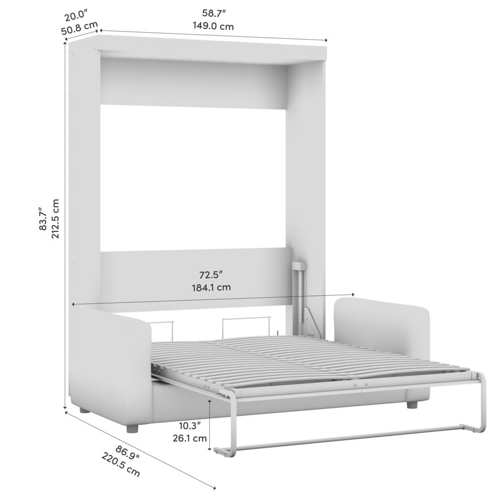 Nebula Full Murphy Bed with Sofa (73W) in White. Picture 8