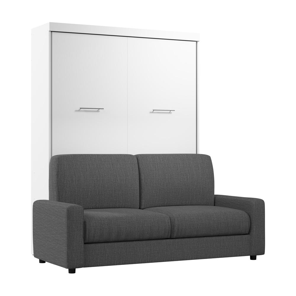 Nebula Queen Murphy Bed with Sofa (78W) in White. Picture 1