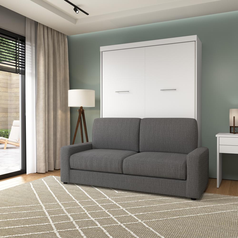 Nebula Queen Murphy Bed with Sofa (78W) in White. Picture 4
