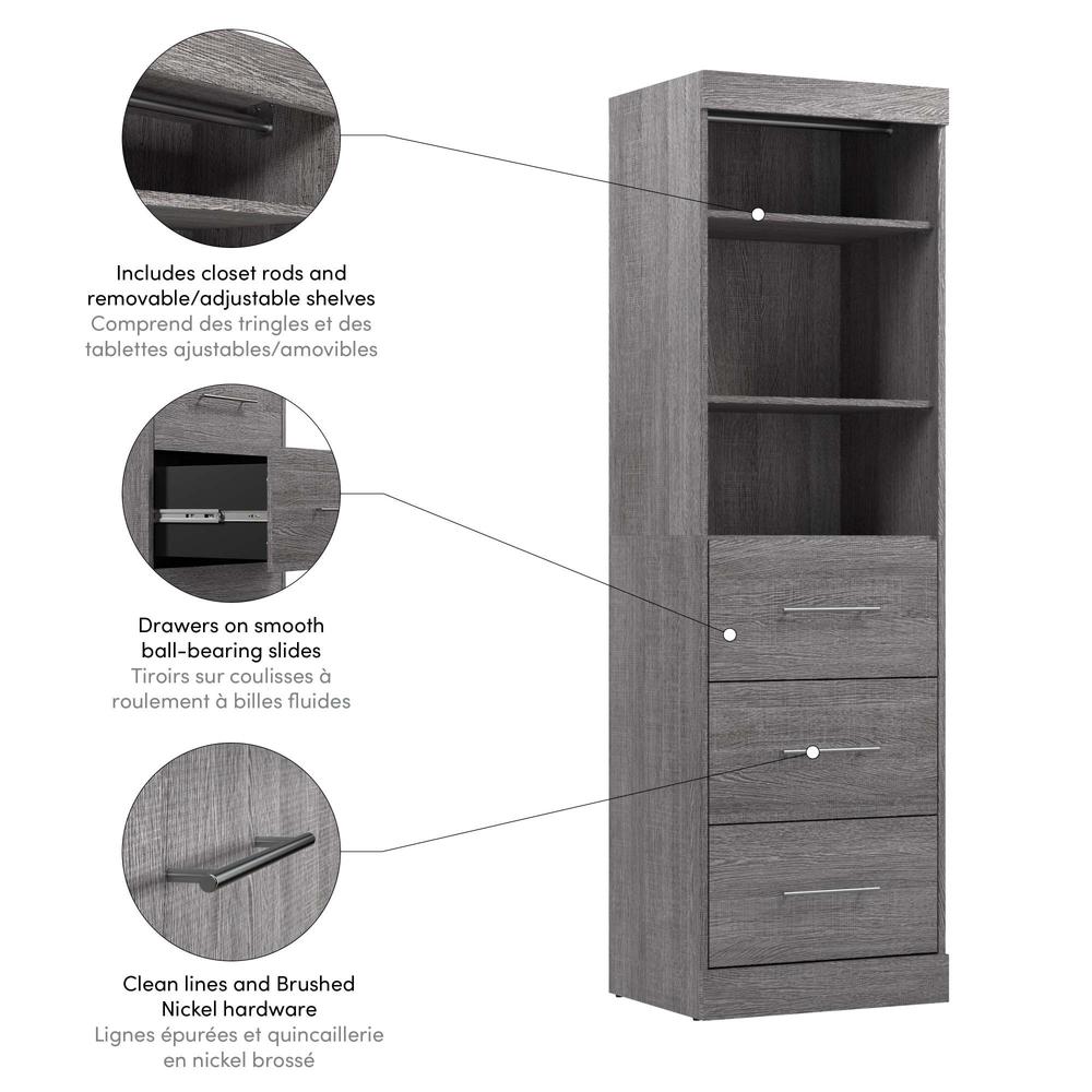 Closet Organizer with Drawers in Bark Gray. Picture 7