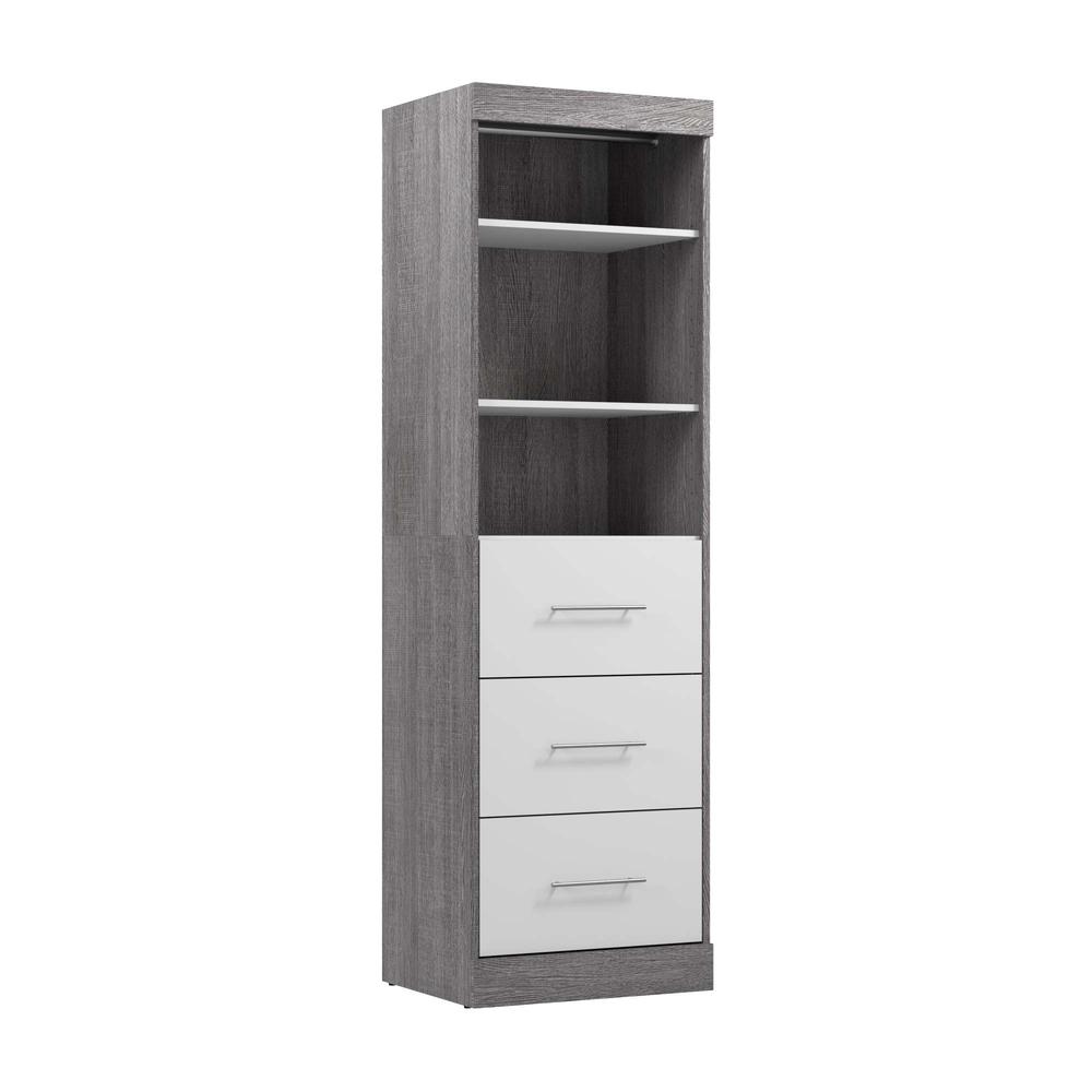 Closet Organizer with Drawers in Bark Gray and White. Picture 1