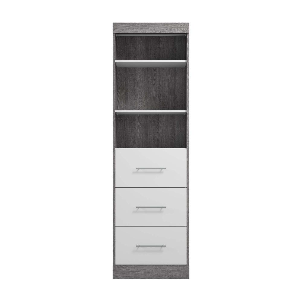 Closet Organizer with Drawers in Bark Gray and White. Picture 2