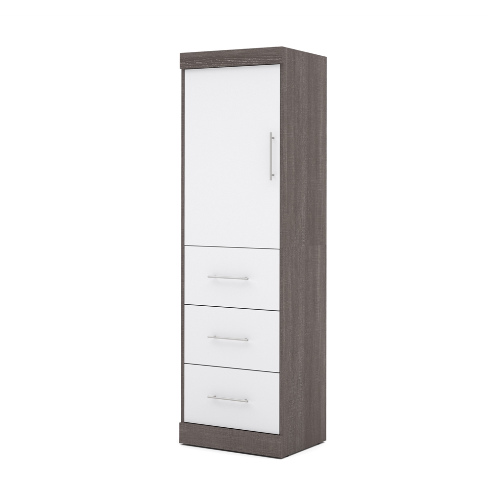 Nebula 25" Storage unit with door & drawers in Bark Gray & White. Picture 1