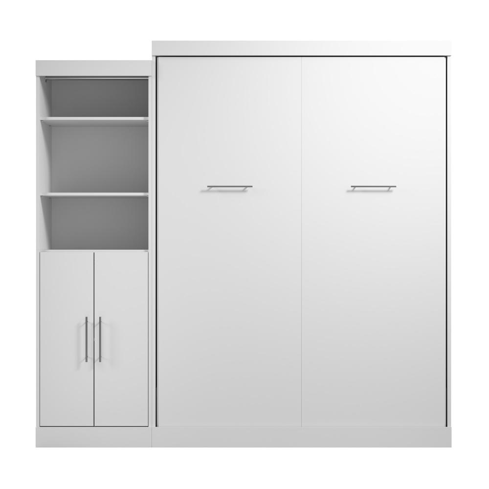 Nebula Queen Murphy Bed with Closet Organizer with Doors (90W) in White. Picture 2