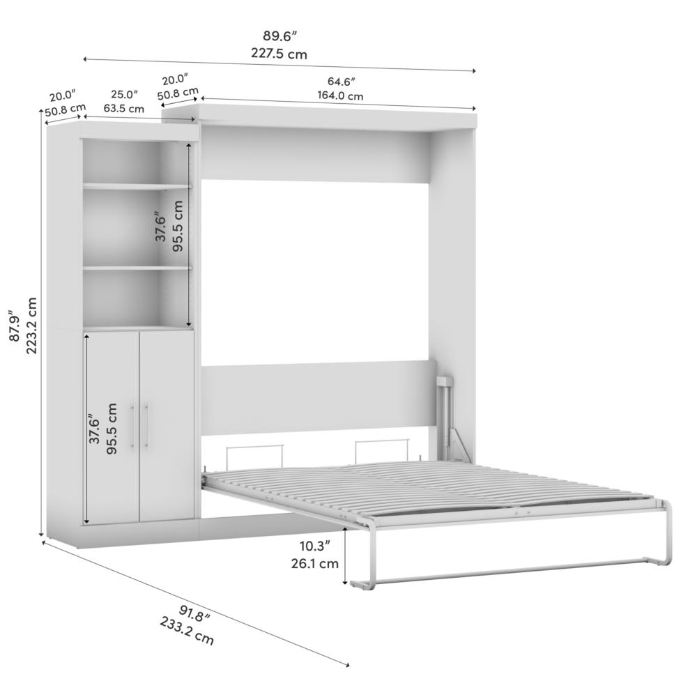 Nebula Queen Murphy Bed with Closet Organizer with Doors (90W) in White. Picture 8