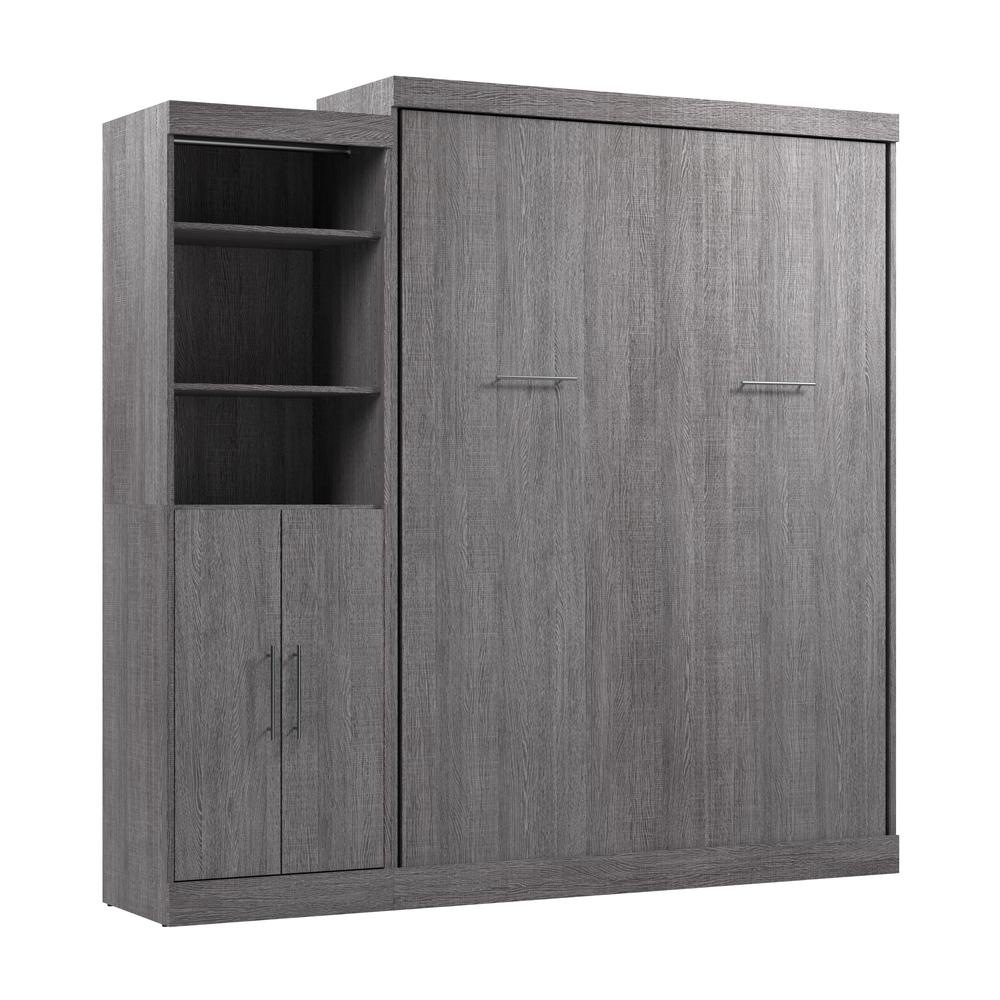 Nebula Queen Murphy Bed with Closet Organizer with Doors (90W) in Bark Gray. Picture 1