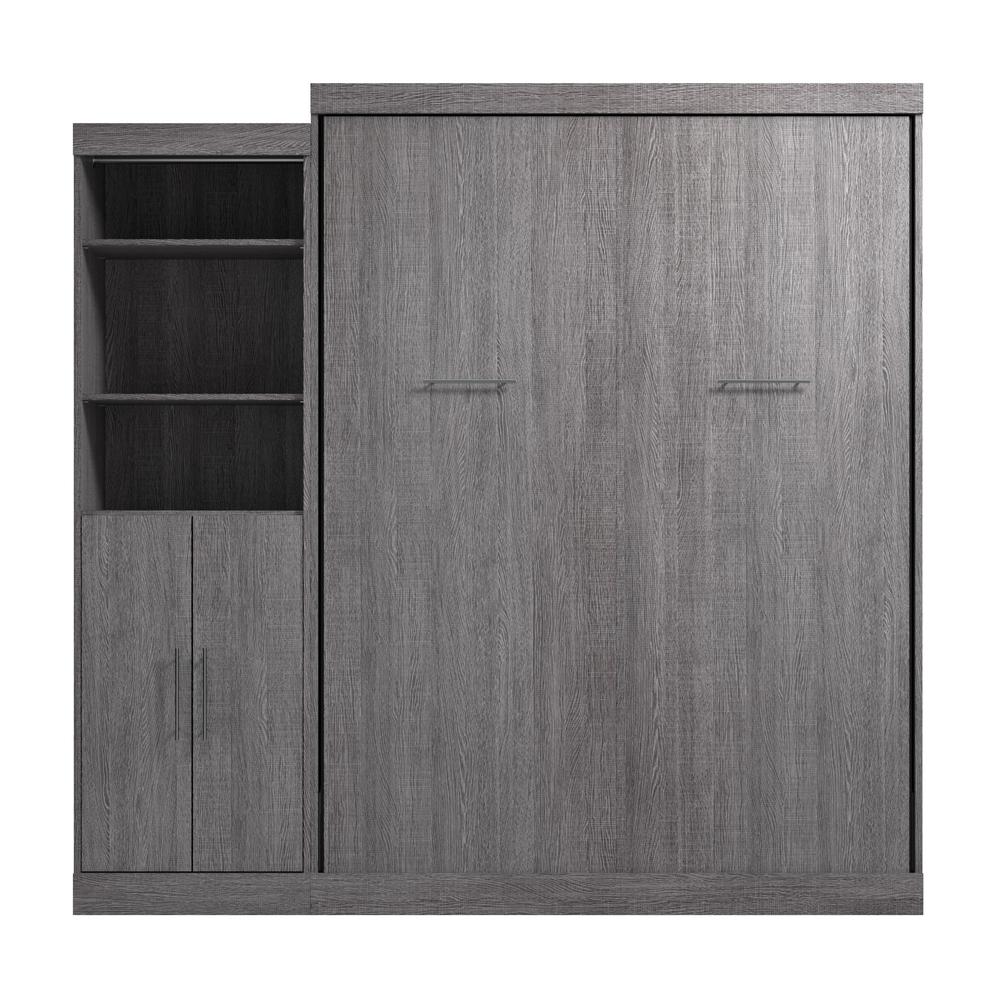Nebula Queen Murphy Bed with Closet Organizer with Doors (90W) in Bark Gray. Picture 16