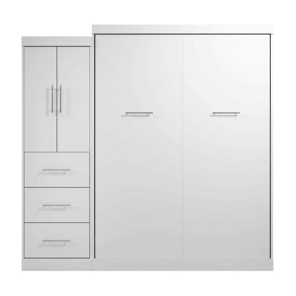 Nebula Queen Murphy Bed with Wardrobe (90W) in White. Picture 2