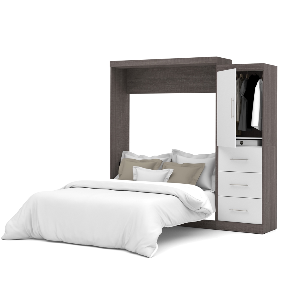Nebula 90" Queen Wall bed kit in Bark Gray & White. Picture 1