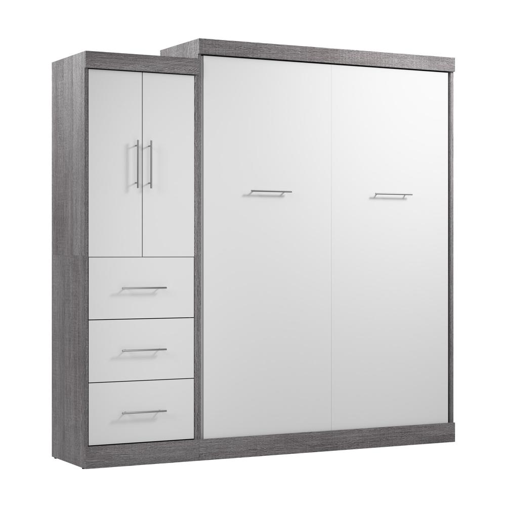 Nebula Queen Murphy Bed with Wardrobe (90W) in Bark Gray. Picture 4