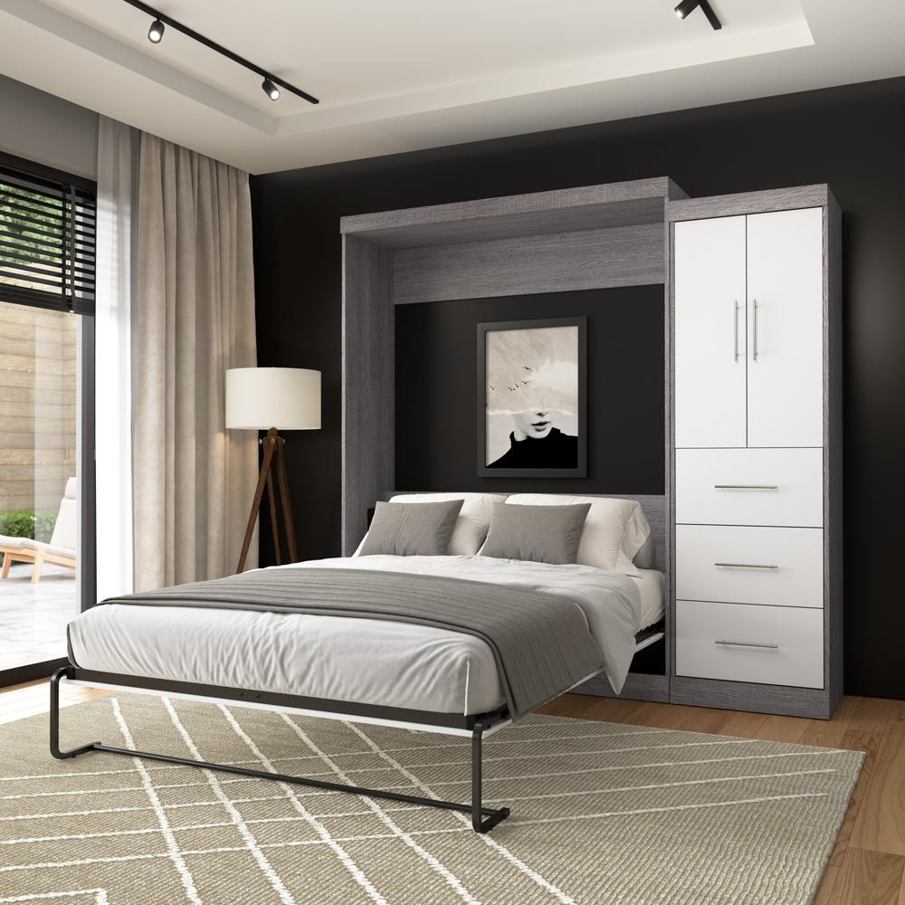 Nebula Queen Murphy Bed with Wardrobe (90W) in Bark Gray. Picture 5
