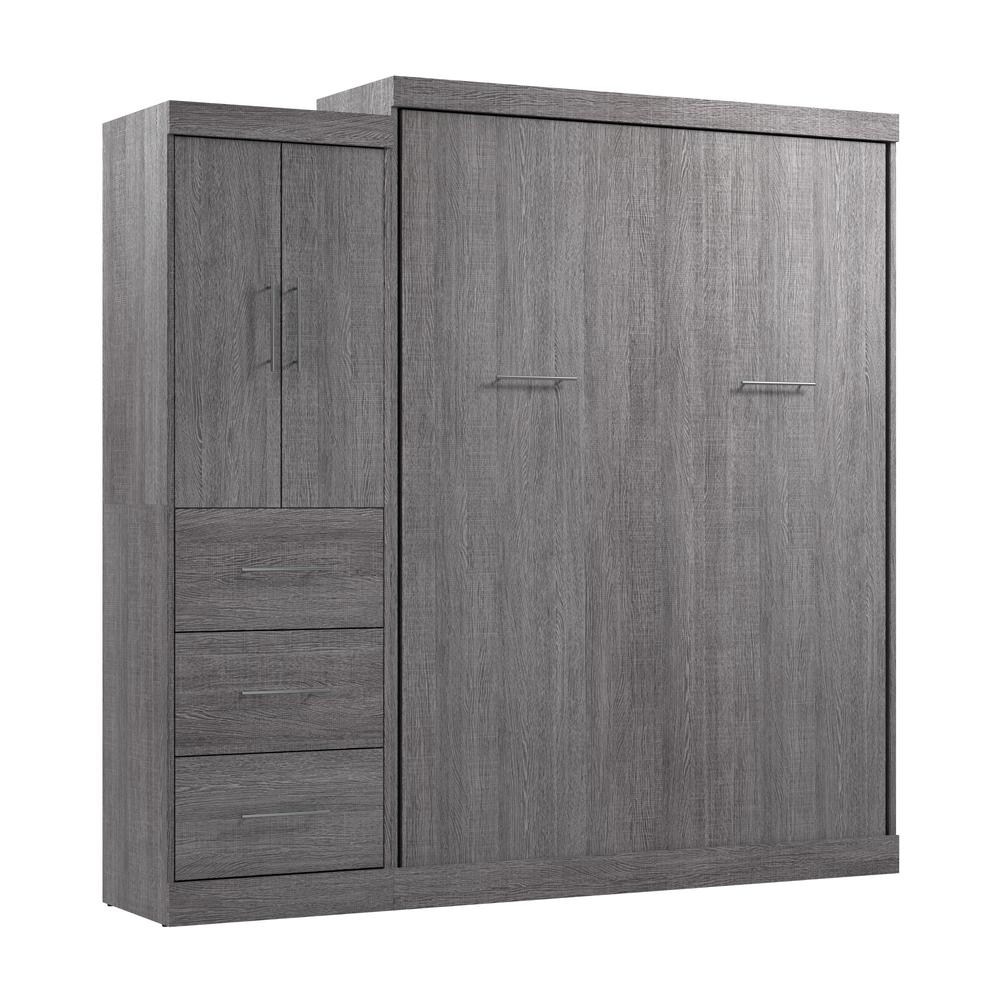 Nebula Queen Murphy Bed with Wardrobe (90W) in Bark Gray. Picture 1