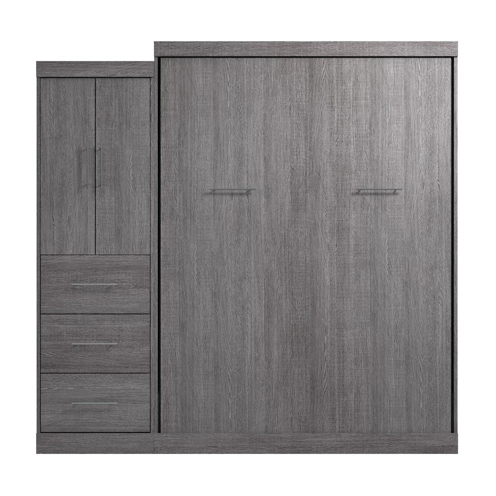 Nebula Queen Murphy Bed with Wardrobe (90W) in Bark Gray. Picture 16