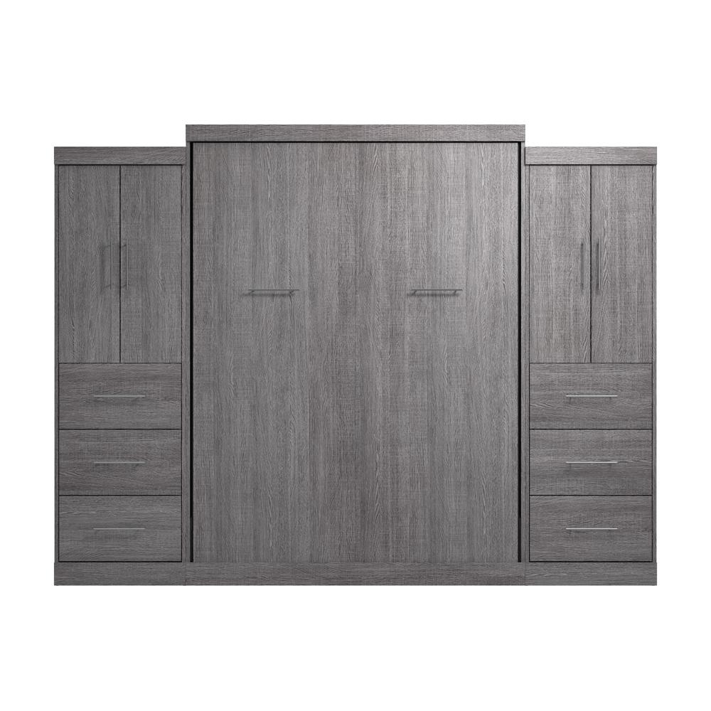 Nebula Queen Murphy Bed with 2 Wardrobes (115W) in White. Picture 16