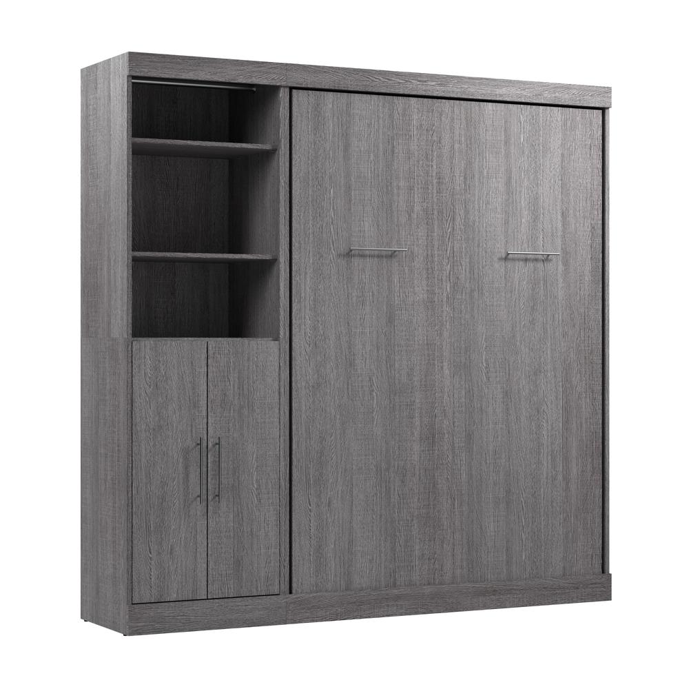 Nebula Full Murphy Bed and Closet Organizer with Doors (84W) in Bark Gray. Picture 1