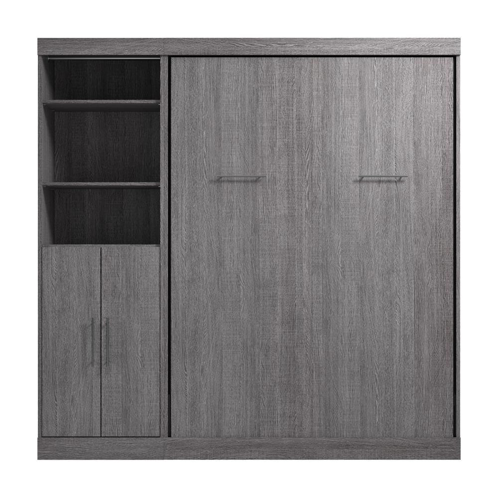 Nebula Full Murphy Bed and Closet Organizer with Doors (84W) in Bark Gray. Picture 18