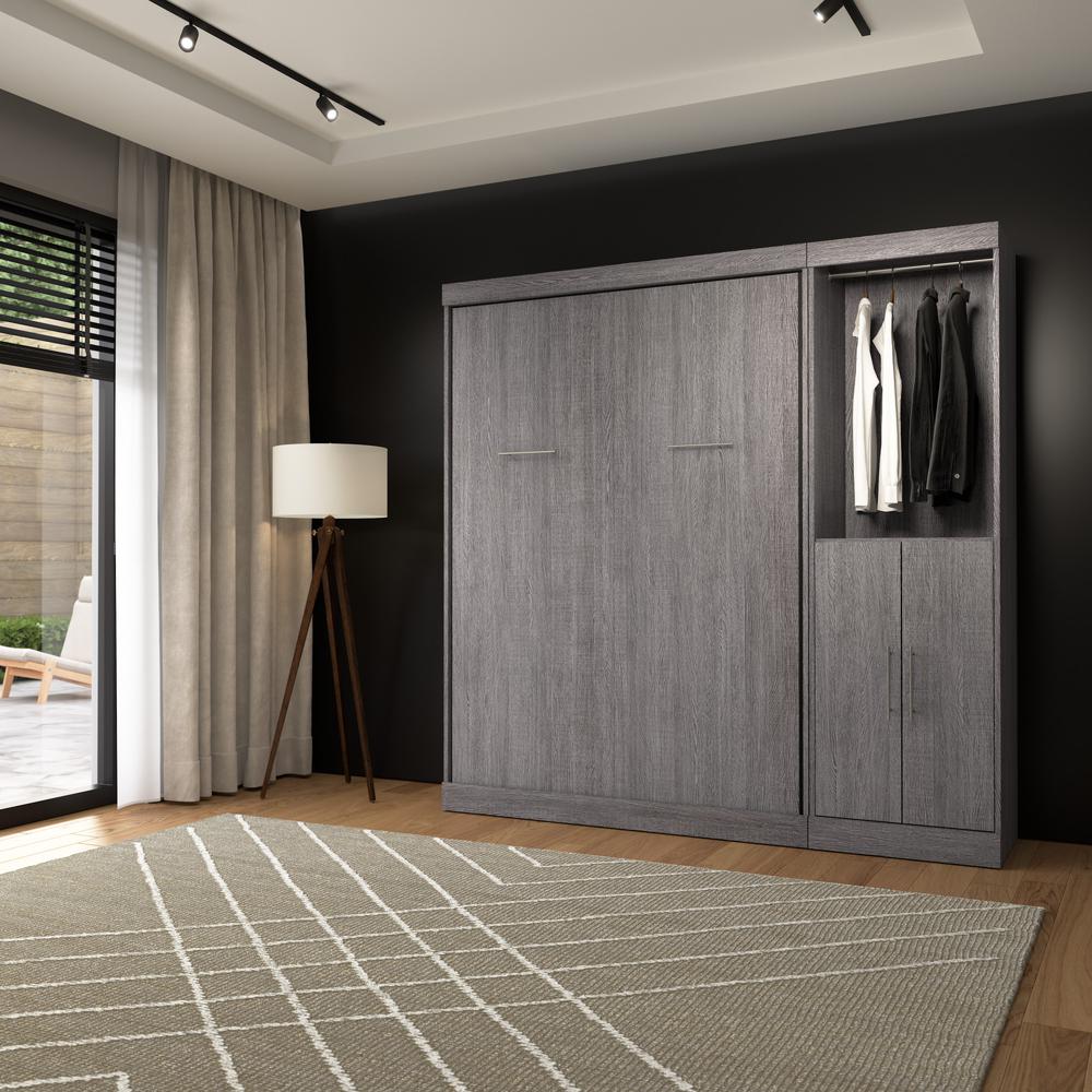 Nebula Full Murphy Bed and Closet Organizer with Doors (84W) in Bark Gray. Picture 16