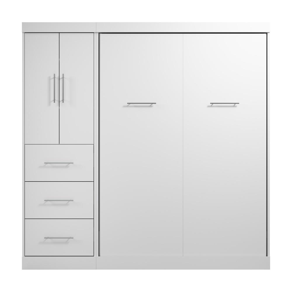 Nebula Full Murphy Bed with Wardrobe (84W) in White. Picture 2