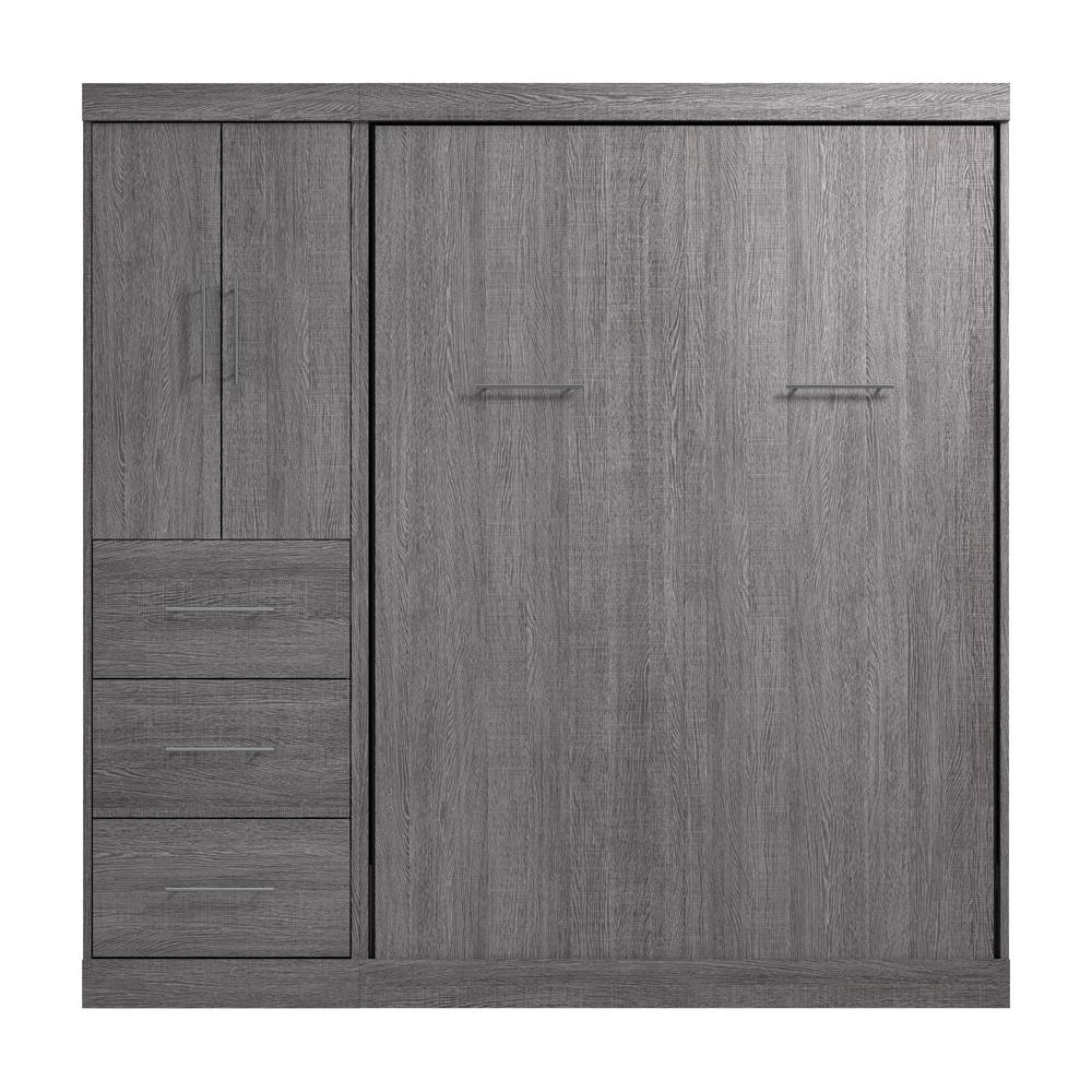 Nebula Full Murphy Bed with Wardrobe (84W) in Bark Gray. Picture 16