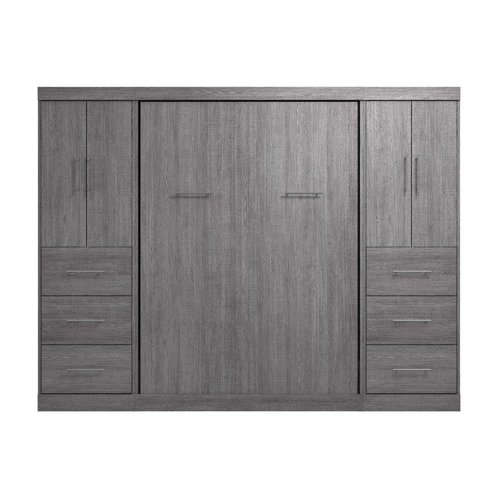 Nebula Full Murphy Bed with 2 Wardrobes (109W) in Bark Gray. Picture 15