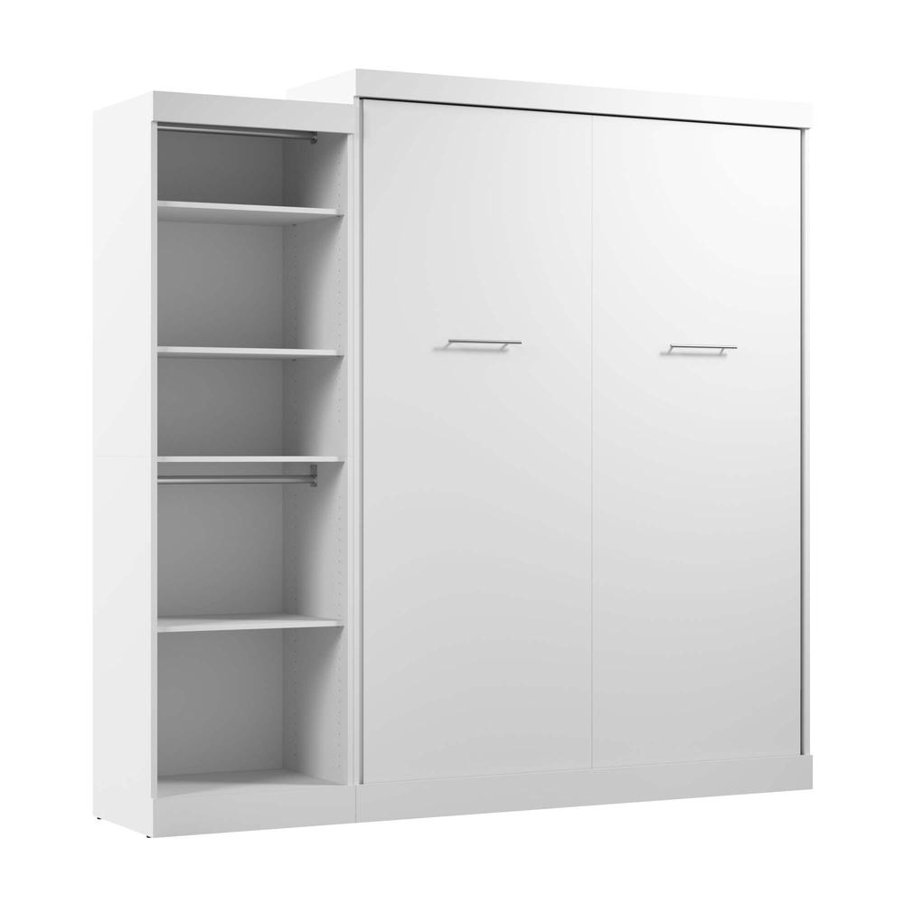 Queen Murphy Bed with Closet Organizer in White. Picture 1