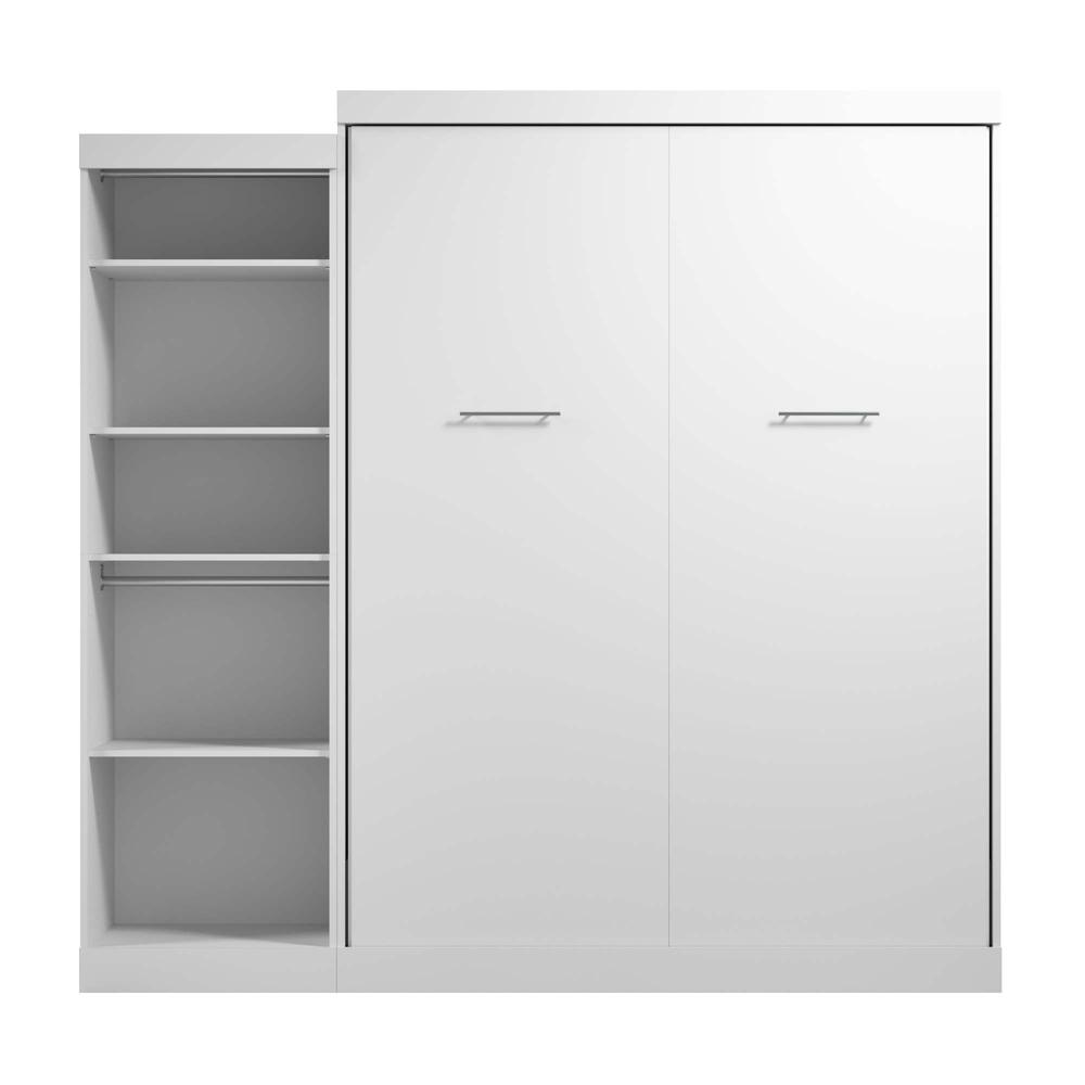 Queen Murphy Bed with Closet Organizer in White. Picture 2
