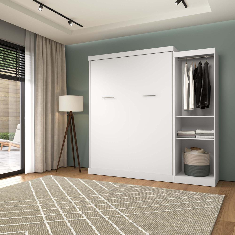 Queen Murphy Bed with Closet Organizer in White. Picture 12