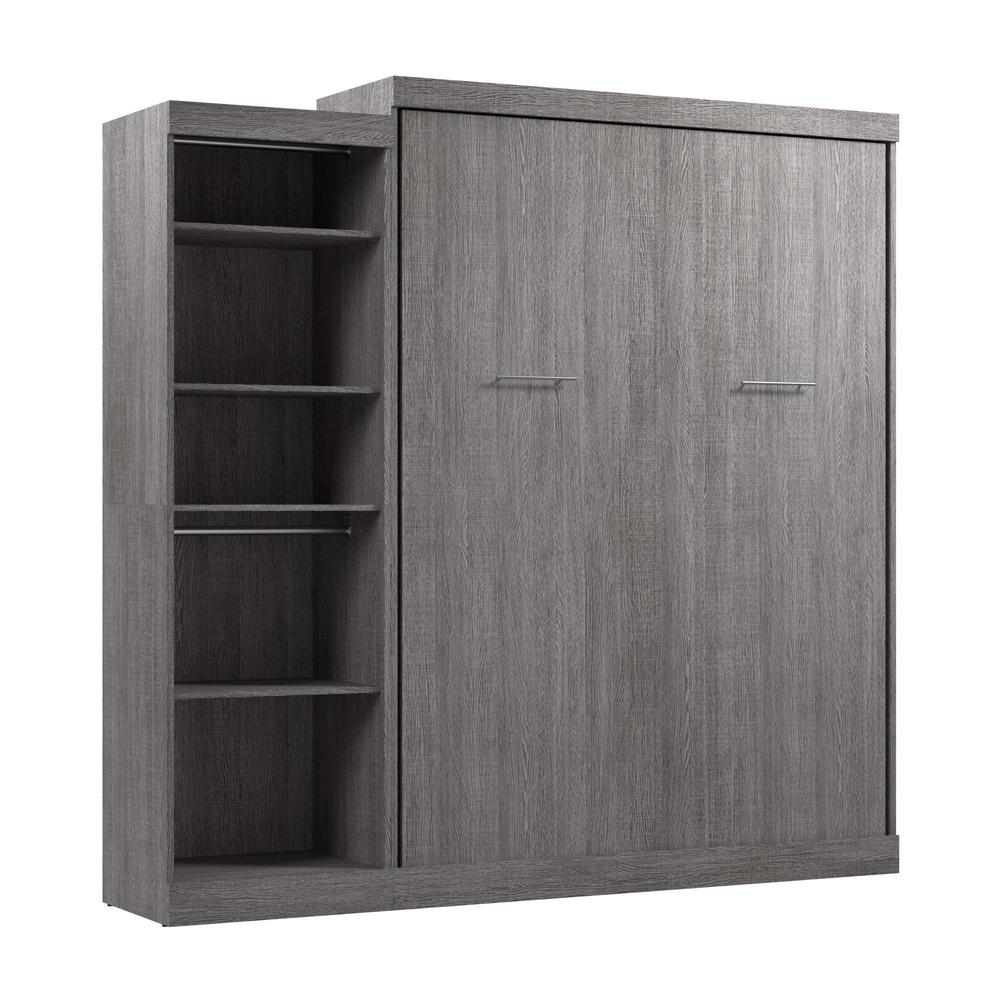 Queen Murphy Bed with Closet Organizer in Bark Gray. Picture 1