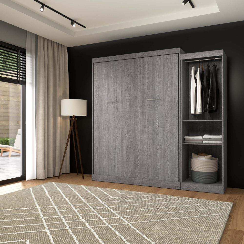 Queen Murphy Bed with Closet Organizer in Bark Gray. Picture 11