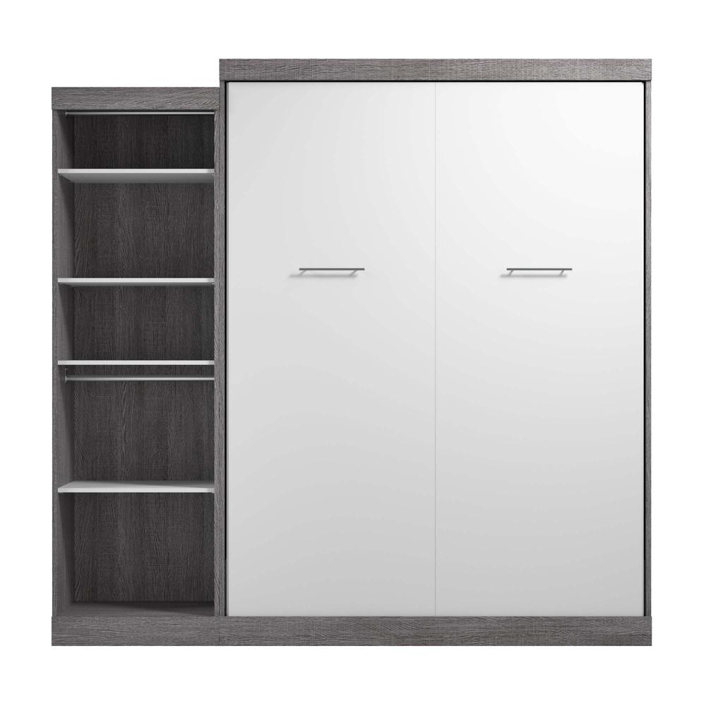 Queen Murphy Bed with Closet Organizer in Bark Gray and White. Picture 2