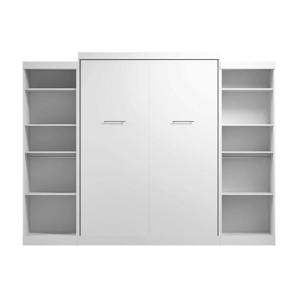 Queen Murphy Bed with 2 Closet Organizers in White. Picture 2