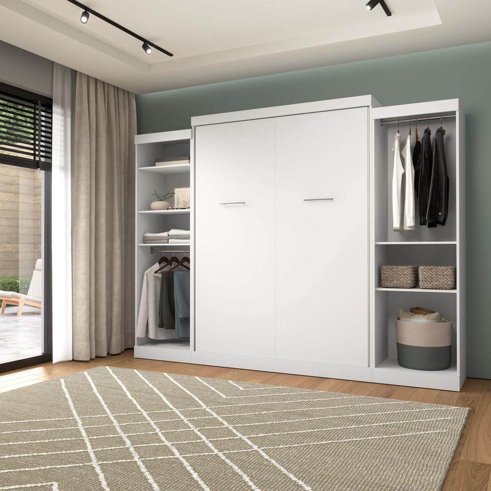 Queen Murphy Bed with 2 Closet Organizers in White. Picture 12