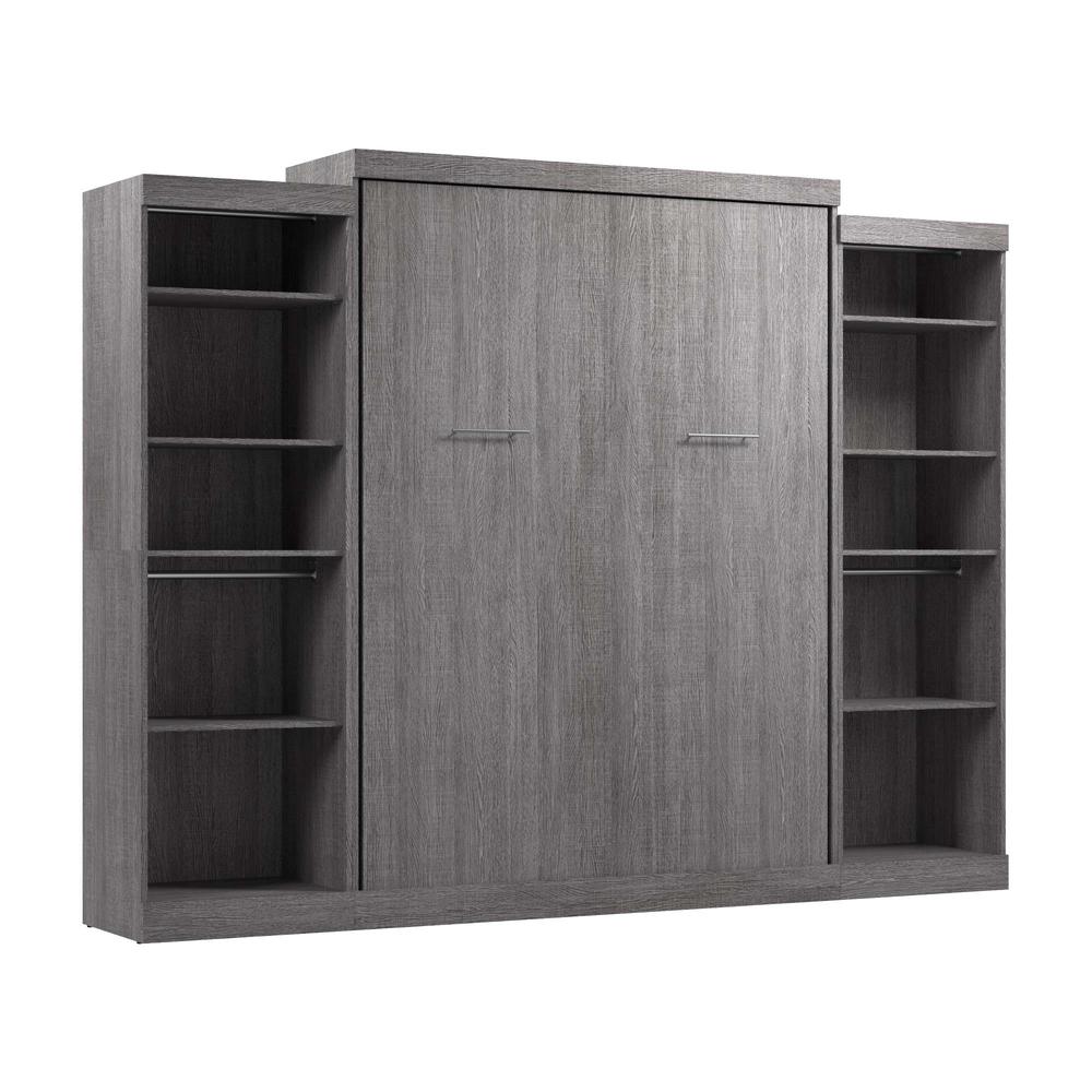 Queen Murphy Bed with 2 Closet Organizers in Bark Gray. Picture 1