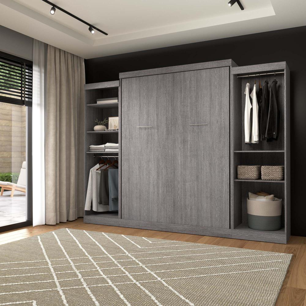 Queen Murphy Bed with 2 Closet Organizers in Bark Gray. Picture 12