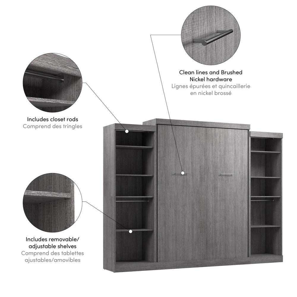 Queen Murphy Bed with 2 Closet Organizers in Bark Gray. Picture 9