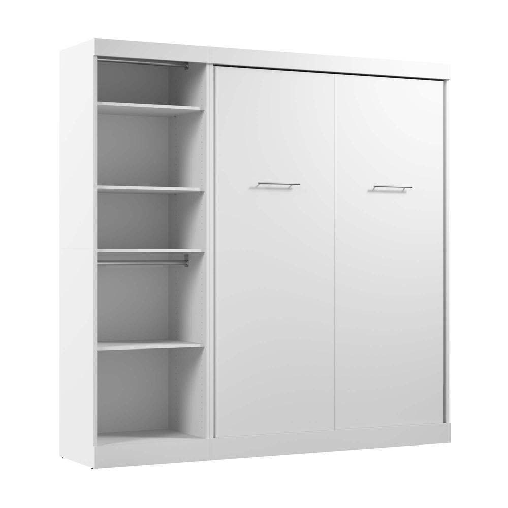 Full Murphy Bed with Closet Organizer in White. Picture 1