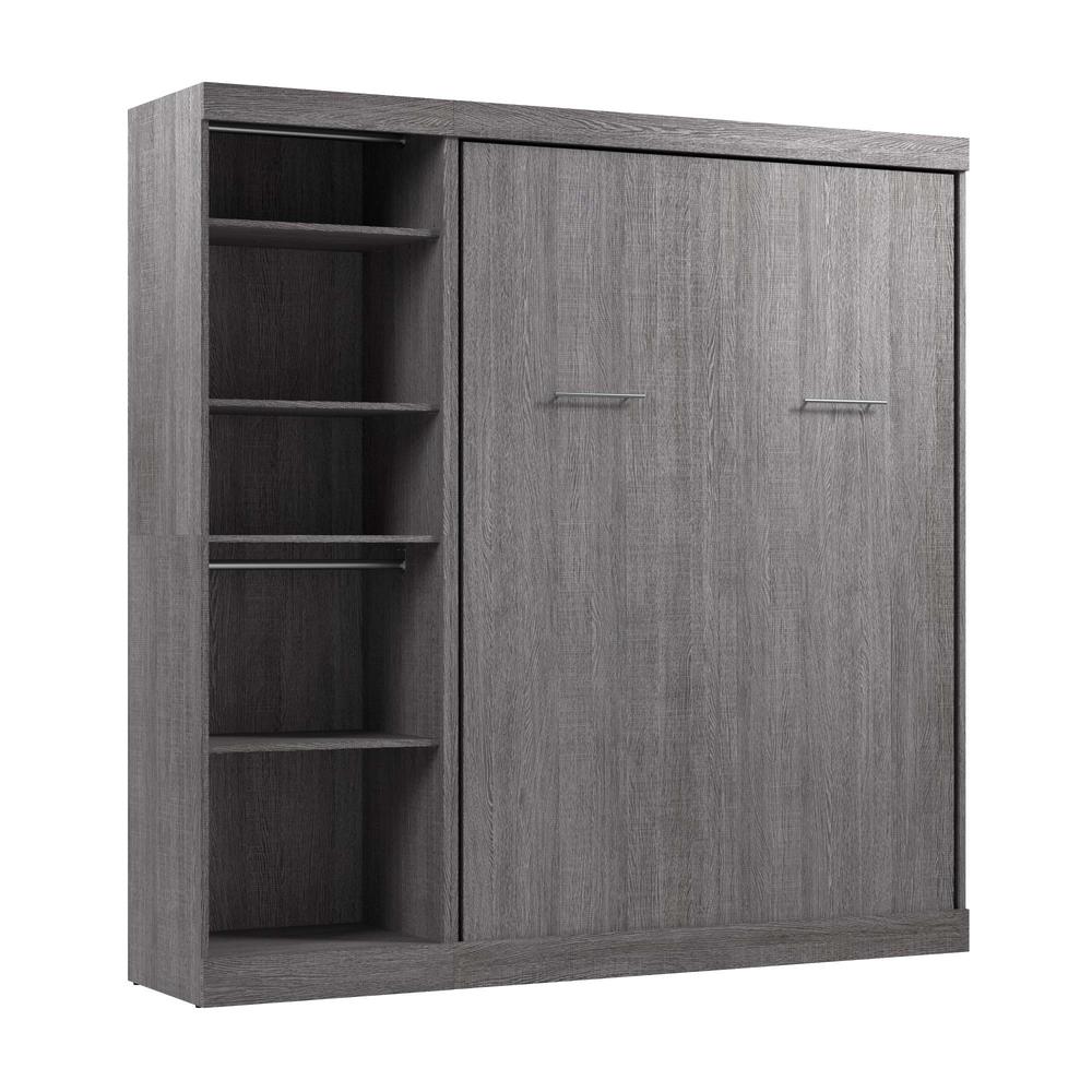 Full Murphy Bed with Closet Organizer in Bark Gray. Picture 1