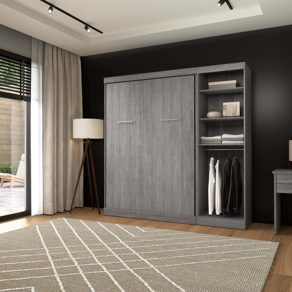 Full Murphy Bed with Closet Organizer in Bark Gray. Picture 12