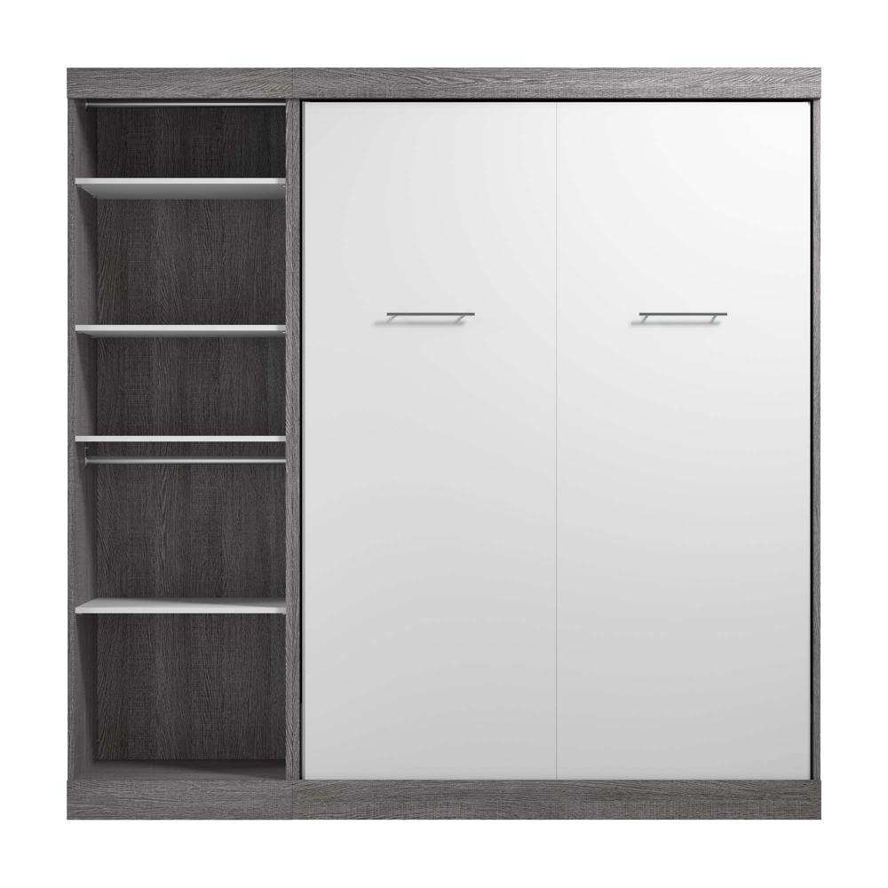 Full Murphy Bed with Closet Organizer in Bark Gray and White. Picture 2