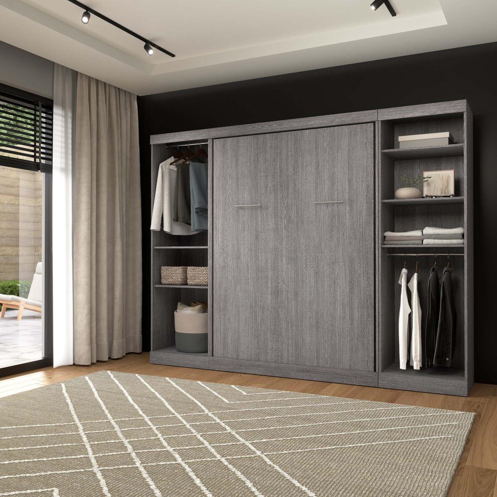 Full Murphy Bed and 2 Closet Organizers in Bark Gray. Picture 12