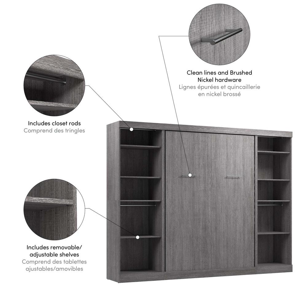 Full Murphy Bed and 2 Closet Organizers in Bark Gray. Picture 9