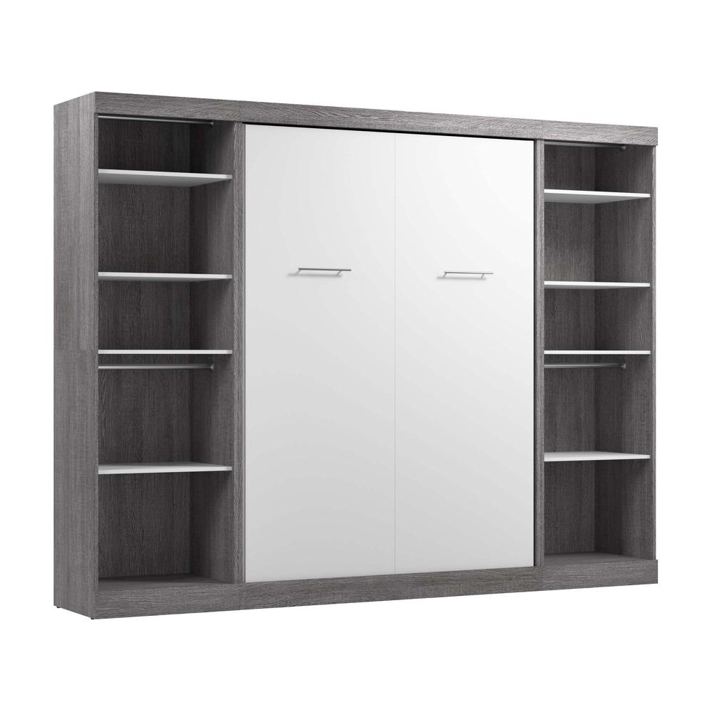 Full Murphy Bed and 2 Closet Organizers in Bark Gray and White. Picture 1