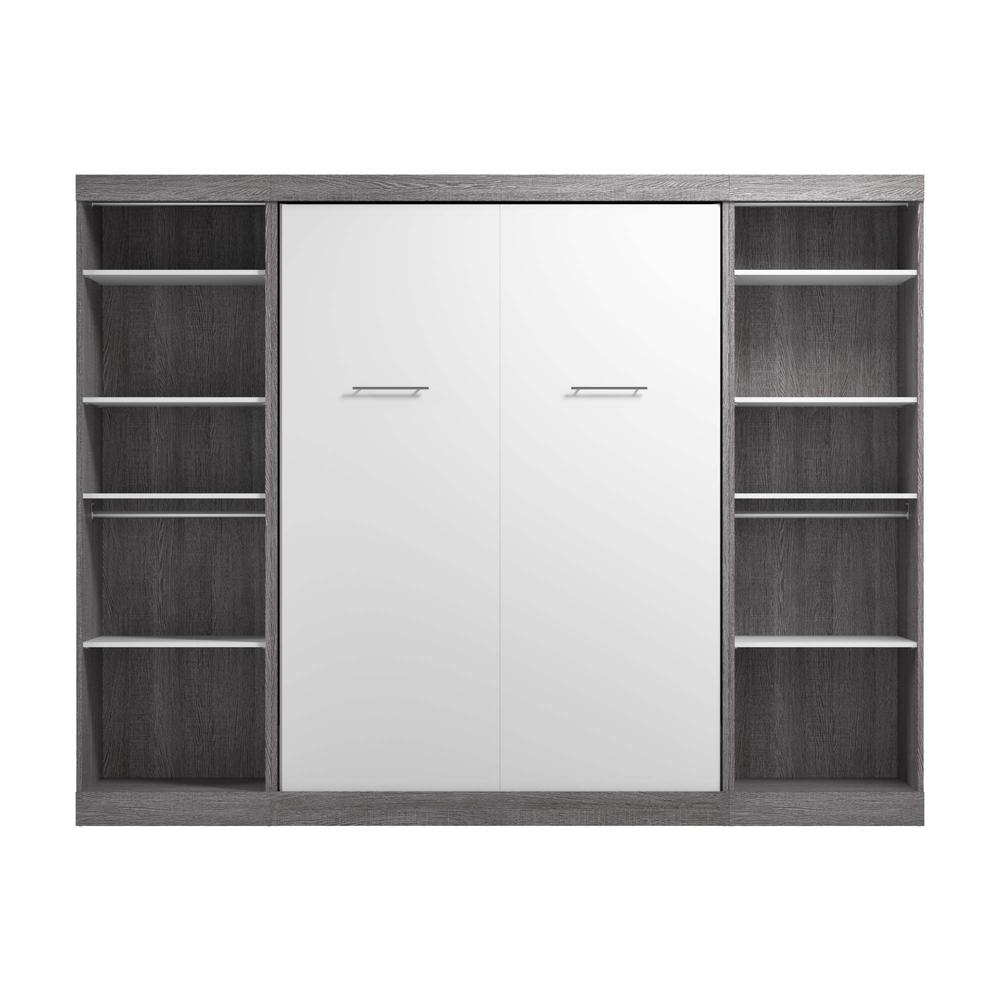 Full Murphy Bed and 2 Closet Organizers in Bark Gray and White. Picture 2
