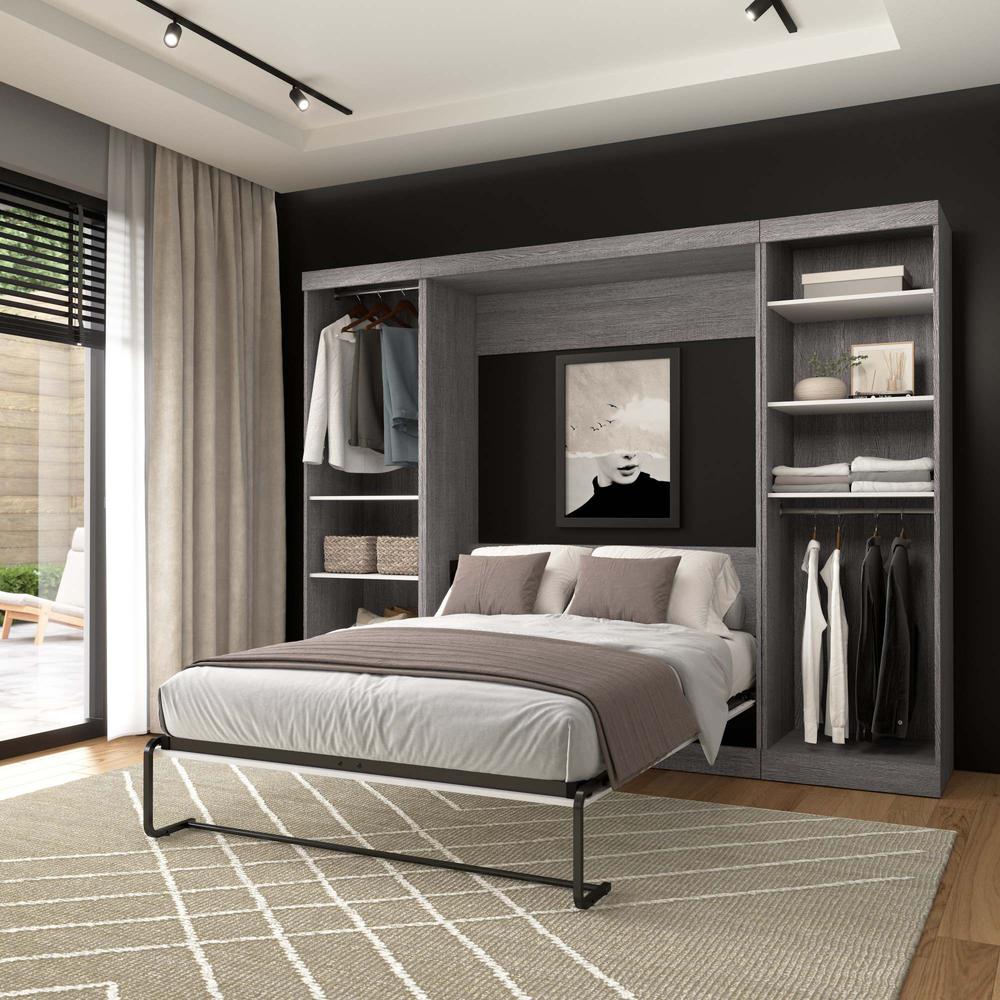Full Murphy Bed and 2 Closet Organizers in Bark Gray and White. Picture 11