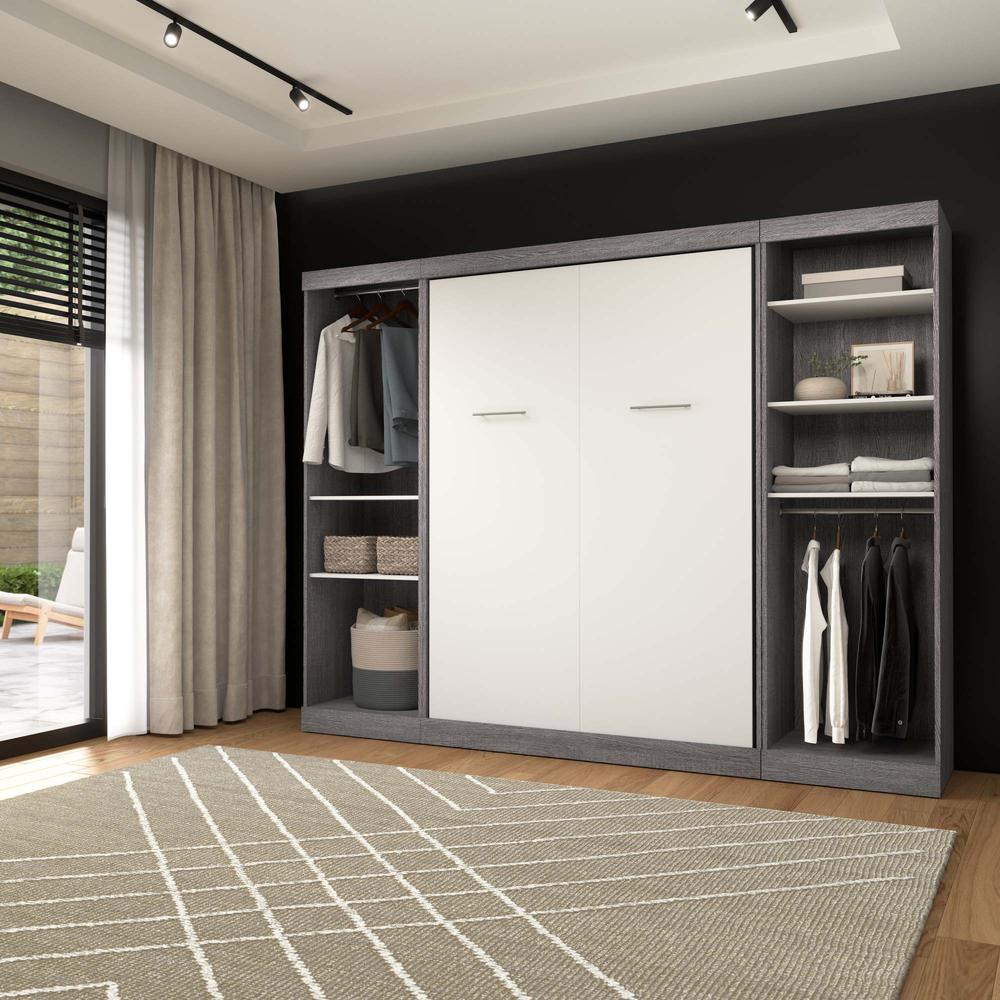 Full Murphy Bed and 2 Closet Organizers in Bark Gray and White. Picture 12