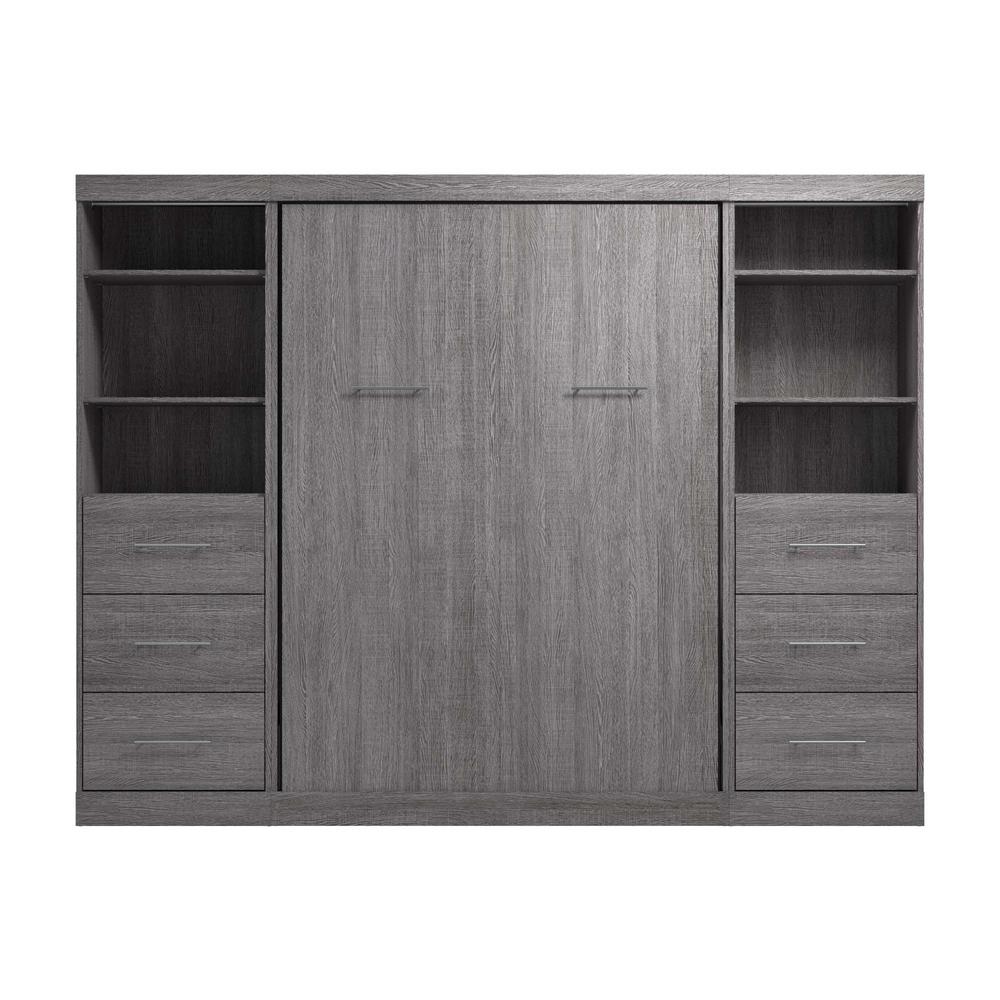 Full Murphy Bed and 2 Closet Organizers with Drawers in Bark Gray. Picture 2