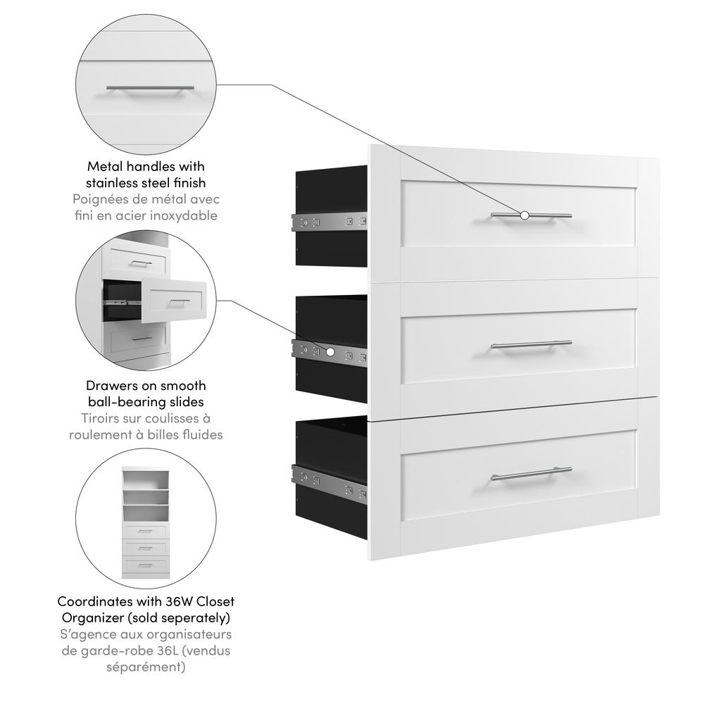 Bestar Pur 3 Drawer Set for Pur 36W Closet Organizer White. Picture 4