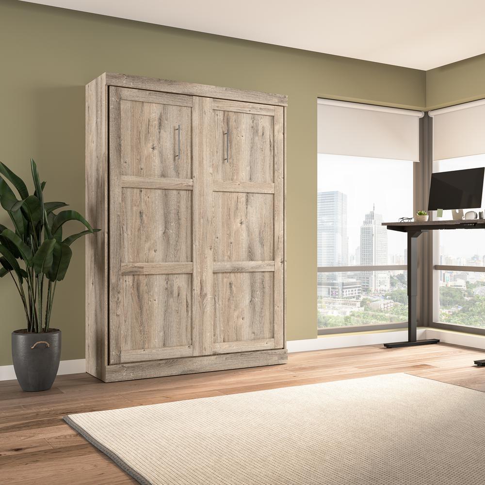 Bestar Pur 59W Full Murphy Bed in rustic brown. The main picture.
