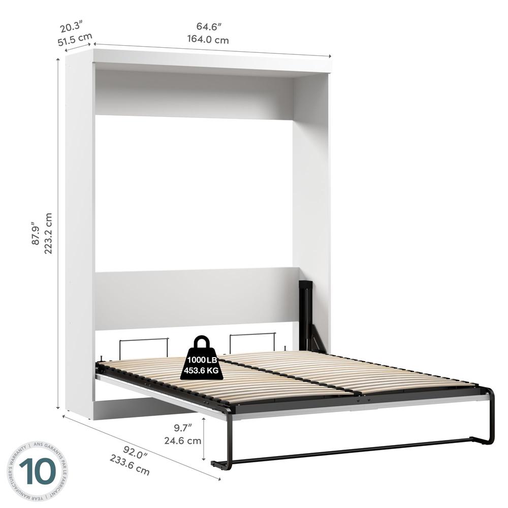 Bestar Pur 65W Queen Murphy Bed in White. Picture 7