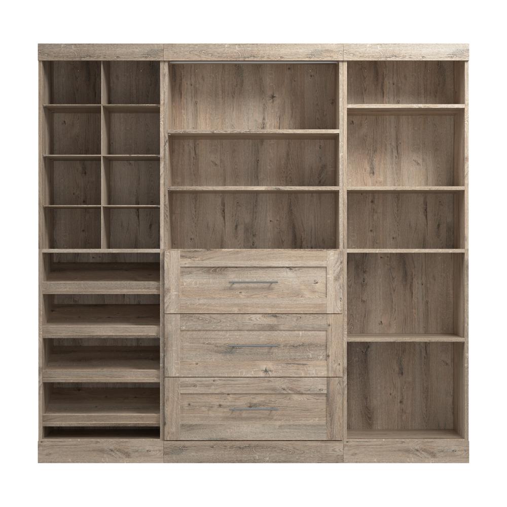 Bestar Pur 86W Closet Organizer System in rustic brown. Picture 1